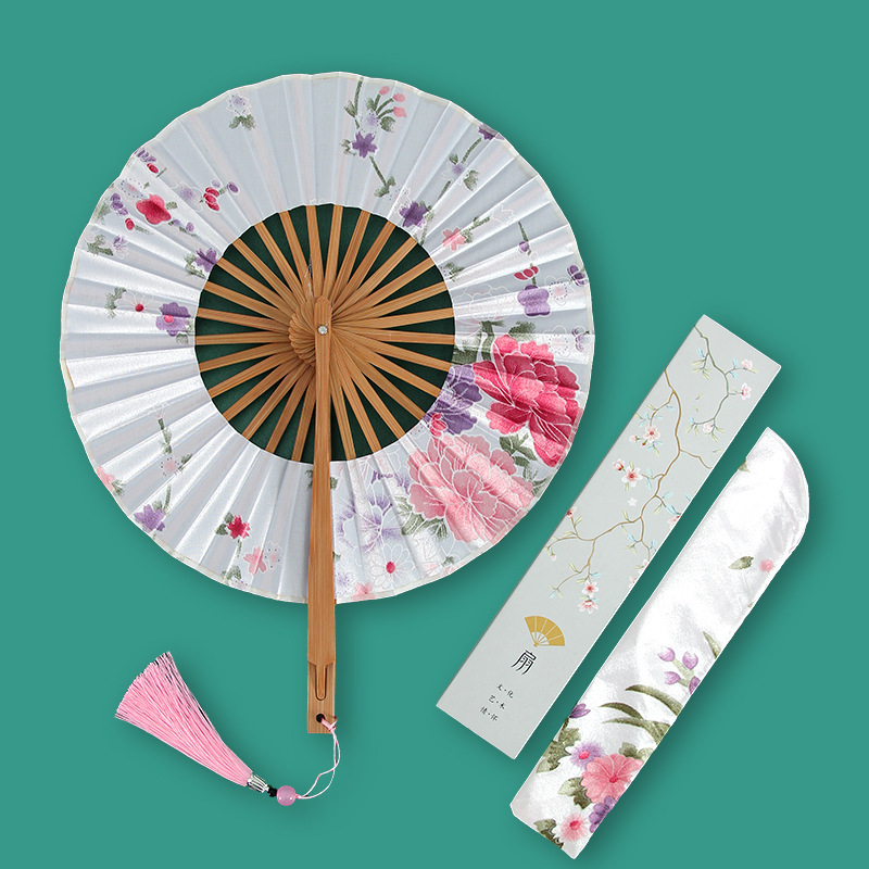 Античен малък кръгъл вентилатор сгъваем дамски вентилатор за вятърна мелница китайски ретро малък вентилатор летен подарък сгъваем вентилатор на едро