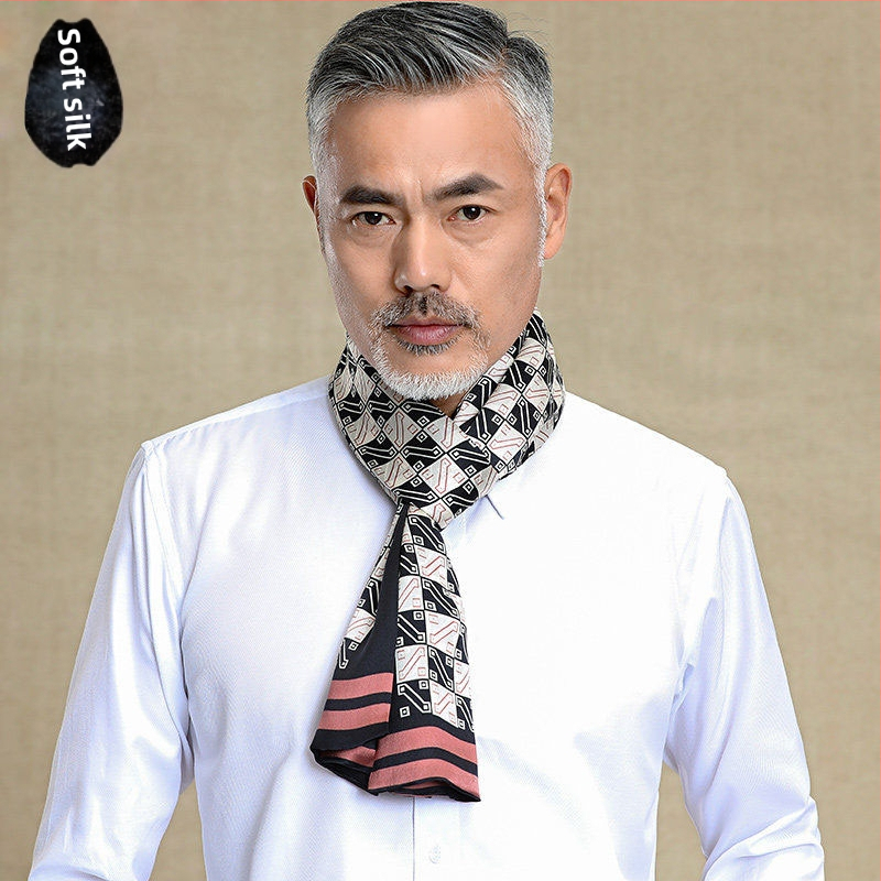 100% zīdkoka zīda vīriešu šalle, divslāņu zīda šalle, rūtaina, vīriešu angļu stila pusmūža un vecu vīriešu šalle, rudens un ziemas plāna