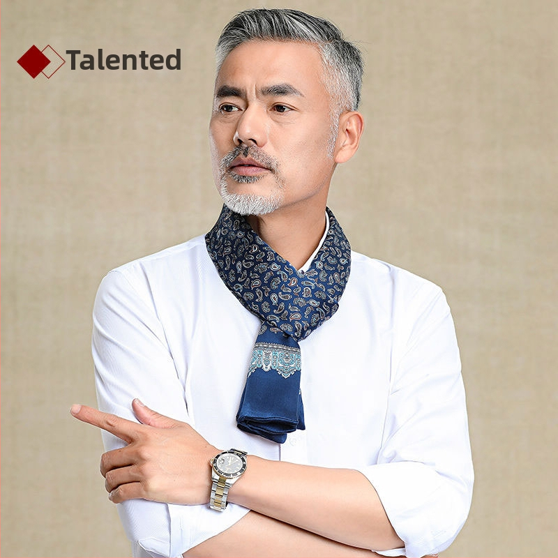 100% zīdkoka zīda vīriešu šalle, divslāņu zīda šalle, rūtaina, vīriešu angļu stila pusmūža un vecu vīriešu šalle, rudens un ziemas plāna