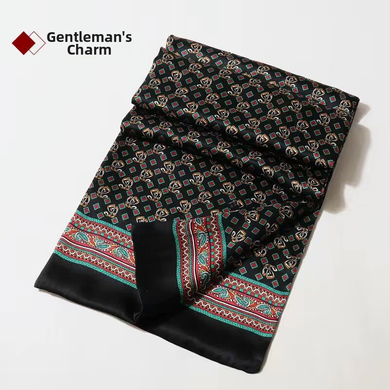 100% zīdkoka zīda vīriešu šalle, divslāņu zīda šalle, rūtaina, vīriešu angļu stila pusmūža un vecu vīriešu šalle, rudens un ziemas plāna