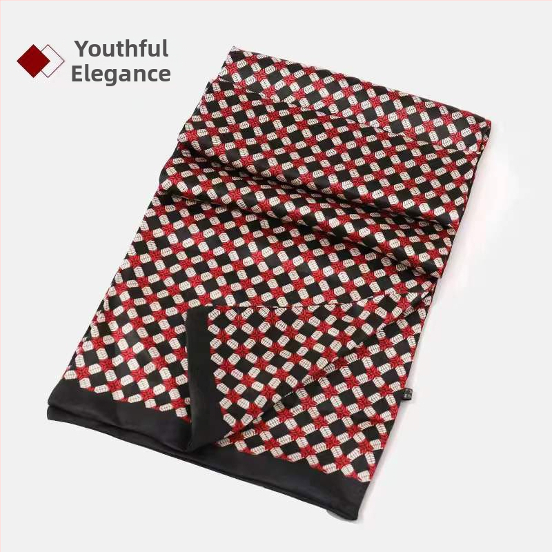 100% zīdkoka zīda vīriešu šalle, divslāņu zīda šalle, rūtaina, vīriešu angļu stila pusmūža un vecu vīriešu šalle, rudens un ziemas plāna