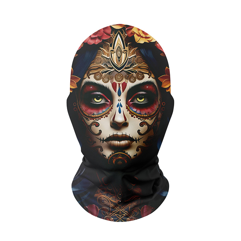 Piiriülene halloweeni jõulude ajal naljakas karnevali peakate, kuri verd sülitav klounimask, punase ninaga peakate