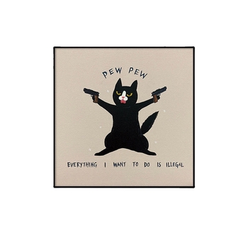 Холна висяща картина с карикатура, сладка карикатура, забавни инсайдове с животни, котка, детска стая, спалня, декоративен стенопис.