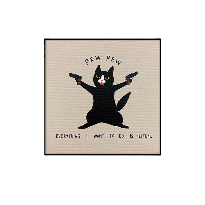 Холна висяща картина с карикатура, сладка карикатура, забавни инсайдове с животни, котка, детска стая, спалня, декоративен стенопис.