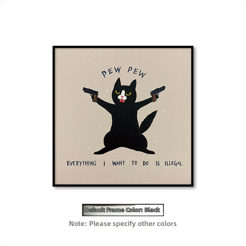 Холна висяща картина с карикатура, сладка карикатура, забавни инсайдове с животни, котка, детска стая, спалня, декоративен стенопис.