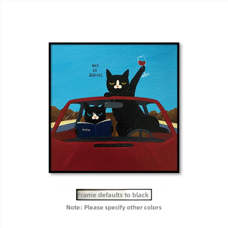 Холна висяща картина с карикатура, сладка карикатура, забавни инсайдове с животни, котка, детска стая, спалня, декоративен стенопис.