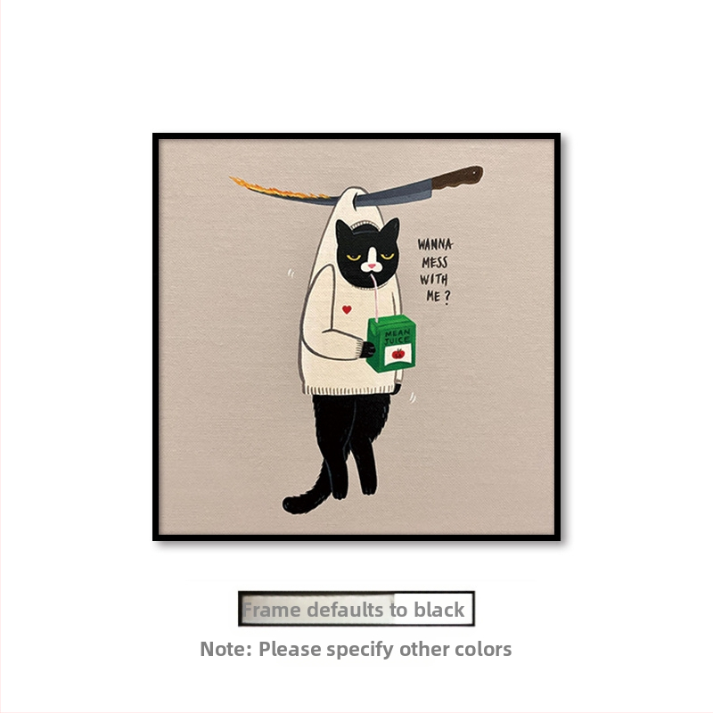 Холна висяща картина с карикатура, сладка карикатура, забавни инсайдове с животни, котка, детска стая, спалня, декоративен стенопис.