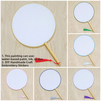 Traditsiooniline ümmargune lehvik tikandiaplikatsiooniga, käeshoitav lillelehvik, lehvikuribid, poolläbipaistev siiditaoline lehvikupind, ärikingitus