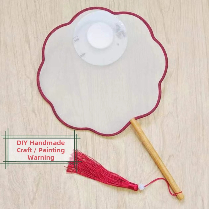 Tradičný okrúhly vejár s výšivkou svojpomocne, ručný kvetinový vejár, vejárové rebrá, polopriehľadný hodvábny povrch, firemný darček