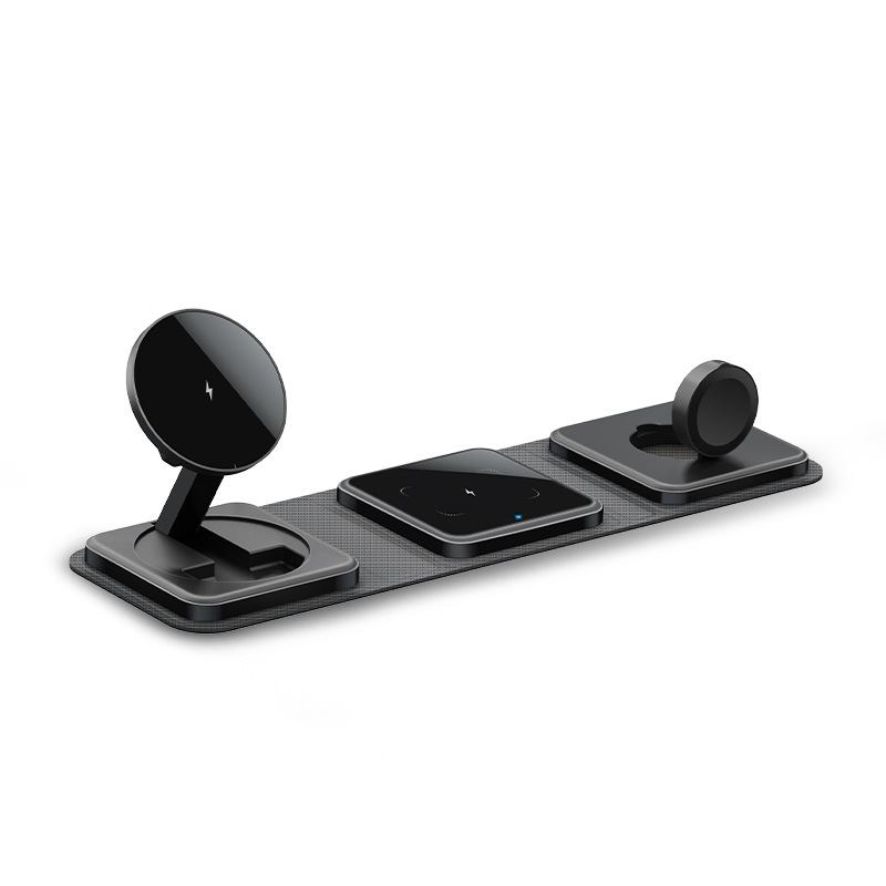 Pārrobežu trīs vienā magnētiskais bezvadu lādētāja galda kronšteins Apple bezvadu uzlādei biznesa dāvanu pielāgošanai
