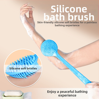 Piiriülene silikoonist pika varrega vannihari puhastus- ja massaaži jaoks, laisk vannihari, selja artefakt, vannitoa kahepoolne vannihari, hulgimüük