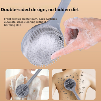 Piiriülene silikoonist pika varrega vannihari puhastus- ja massaaži jaoks, laisk vannihari, selja artefakt, vannitoa kahepoolne vannihari, hulgimüük