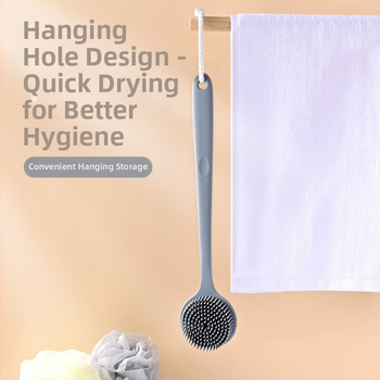 Piiriülene silikoonist pika varrega vannihari puhastus- ja massaaži jaoks, laisk vannihari, selja artefakt, vannitoa kahepoolne vannihari, hulgimüük