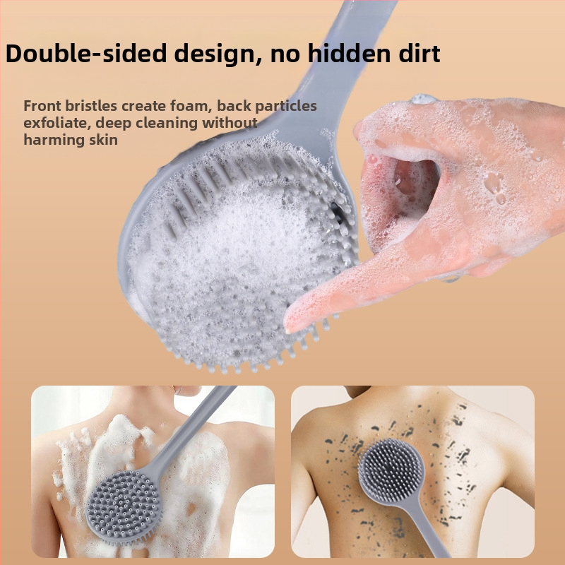 Silikónová kefa na kúpeľ s dlhou rukoväťou, čistenie a masáž, lenivá kefa na kúpeľ, zadný artefakt, obojstranná kefa na kúpeľ, veľkoobchod