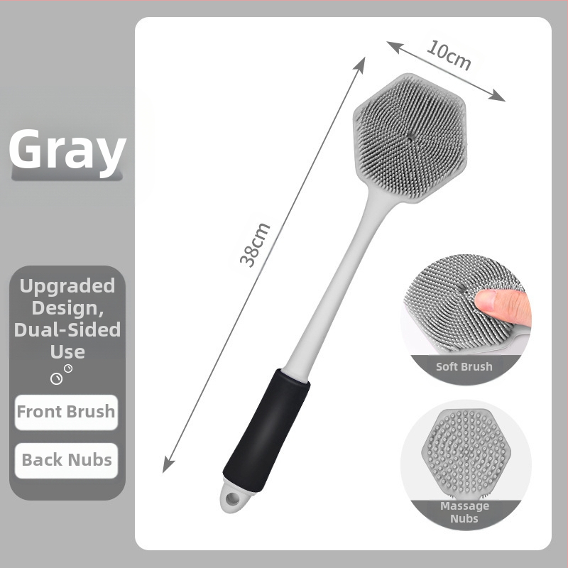 Piiriülene silikoonist pika varrega vannihari puhastus- ja massaaži jaoks, laisk vannihari, selja artefakt, vannitoa kahepoolne vannihari, hulgimüük