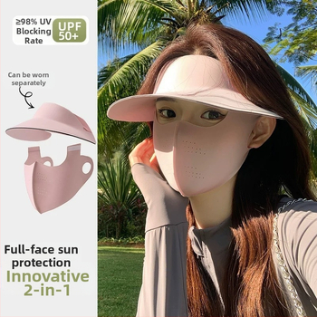Täisnäo päikesekaitsekreem suvine UV-kaitsega naiste näole Gini päikesevari müts integreeritud kaelakaitse jääsiidist hingav mask