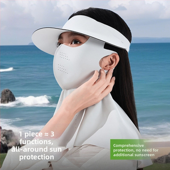 Täisnäo päikesekaitsekreem suvine UV-kaitsega naiste näole Gini päikesevari müts integreeritud kaelakaitse jääsiidist hingav mask