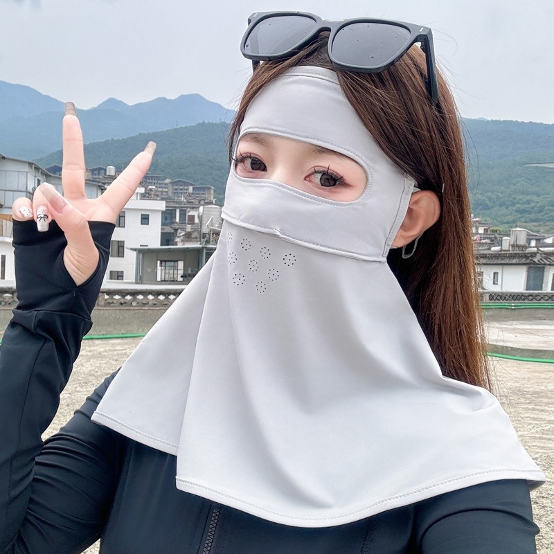 Täisnäo päikesekaitsekreem suvine UV-kaitsega naiste näole Gini päikesevari müts integreeritud kaelakaitse jääsiidist hingav mask