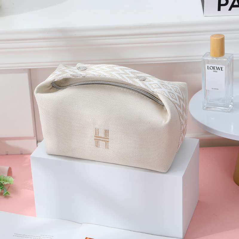 Kohandatud logoga lõuendikosmeetikakott, moodne õlakott, uhke ja suure mahutavusega reisitarvete kott