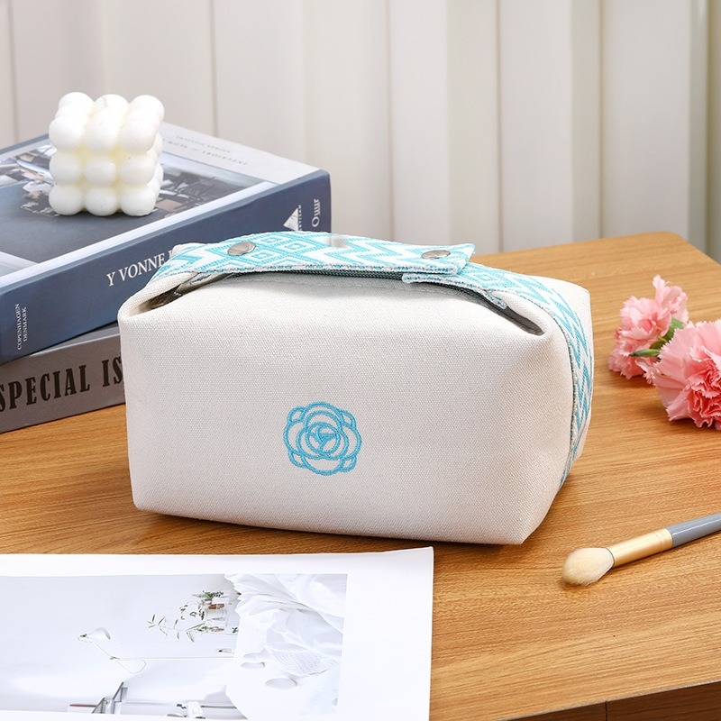 Kohandatud logoga lõuendikosmeetikakott, moodne õlakott, uhke ja suure mahutavusega reisitarvete kott