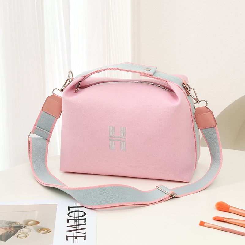 Kohandatud logoga lõuendikosmeetikakott, moodne õlakott, uhke ja suure mahutavusega reisitarvete kott