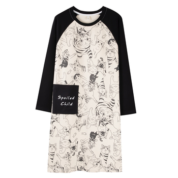 Naiste kevad- ja sügispidžaamad rinnapadjaga, ühes tükis öösärk, puuvillane pikkade varrukatega, pluss-suuruses kleit, koduriided