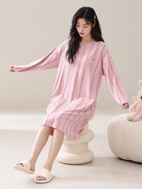 Naiste kevad- ja sügispidžaamad rinnapadjaga, ühes tükis öösärk, puuvillane pikkade varrukatega, pluss-suuruses kleit, koduriided