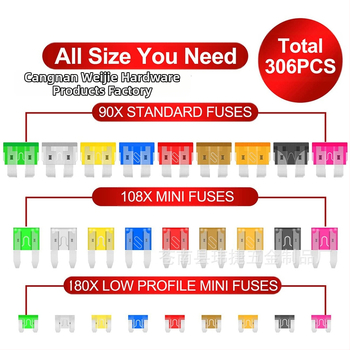 Tarpvalstybinis 306 vnt. automobilio saugiklių peiliukas, mažas ir vidutinis, mini cinko drožlių įdėklų saugiklių bandymo rašiklis