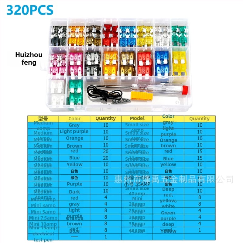 Tarpvalstybinis 306 vnt. automobilio saugiklių peiliukas, mažas ir vidutinis, mini cinko drožlių įdėklų saugiklių bandymo rašiklis