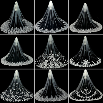 Līgavas kāzu galvenā kāzu kleita Plīvurs Super Immortal Mori korejiešu stila garās astes mežģīņu plīvura aksesuāri