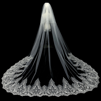 Līgavas kāzu galvenā kāzu kleita Plīvurs Super Immortal Mori korejiešu stila garās astes mežģīņu plīvura aksesuāri