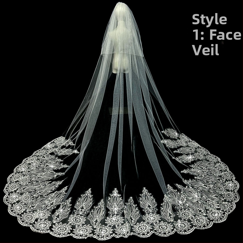 Līgavas kāzu galvenā kāzu kleita Plīvurs Super Immortal Mori korejiešu stila garās astes mežģīņu plīvura aksesuāri