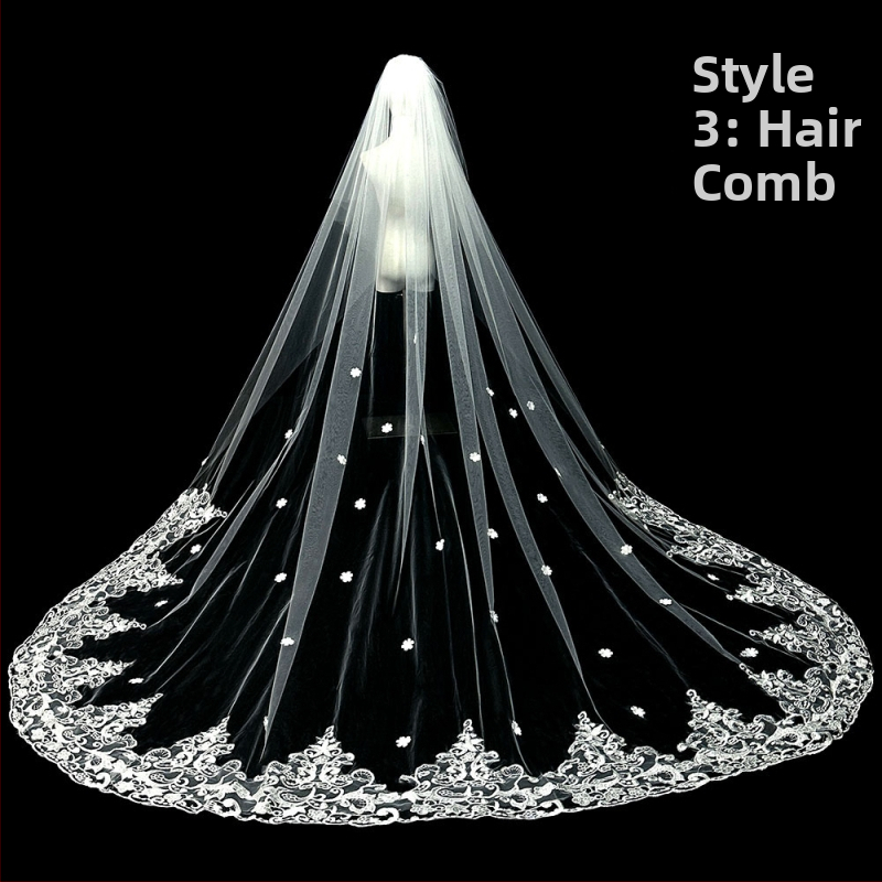 Līgavas kāzu galvenā kāzu kleita Plīvurs Super Immortal Mori korejiešu stila garās astes mežģīņu plīvura aksesuāri