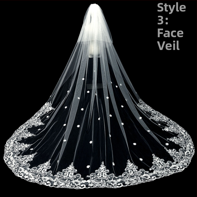 Līgavas kāzu galvenā kāzu kleita Plīvurs Super Immortal Mori korejiešu stila garās astes mežģīņu plīvura aksesuāri