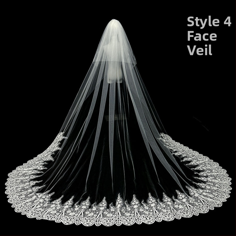 Līgavas kāzu galvenā kāzu kleita Plīvurs Super Immortal Mori korejiešu stila garās astes mežģīņu plīvura aksesuāri