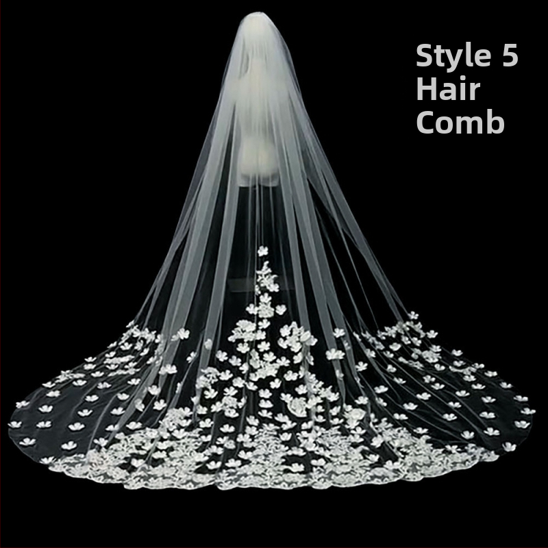 Līgavas kāzu galvenā kāzu kleita Plīvurs Super Immortal Mori korejiešu stila garās astes mežģīņu plīvura aksesuāri