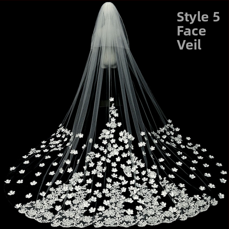 Līgavas kāzu galvenā kāzu kleita Plīvurs Super Immortal Mori korejiešu stila garās astes mežģīņu plīvura aksesuāri