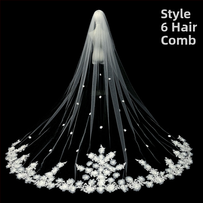 Līgavas kāzu galvenā kāzu kleita Plīvurs Super Immortal Mori korejiešu stila garās astes mežģīņu plīvura aksesuāri