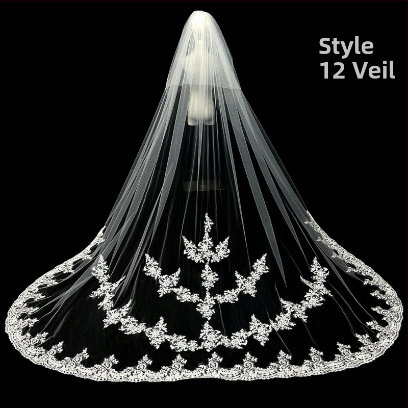 Līgavas kāzu galvenā kāzu kleita Plīvurs Super Immortal Mori korejiešu stila garās astes mežģīņu plīvura aksesuāri