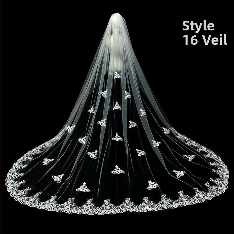 Līgavas kāzu galvenā kāzu kleita Plīvurs Super Immortal Mori korejiešu stila garās astes mežģīņu plīvura aksesuāri