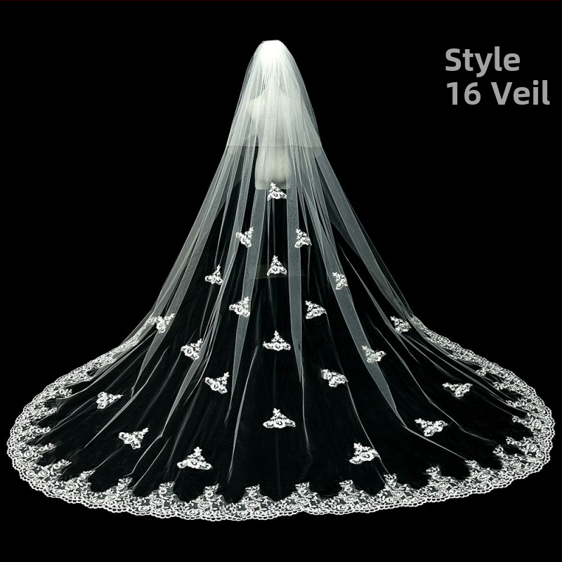 Līgavas kāzu galvenā kāzu kleita Plīvurs Super Immortal Mori korejiešu stila garās astes mežģīņu plīvura aksesuāri