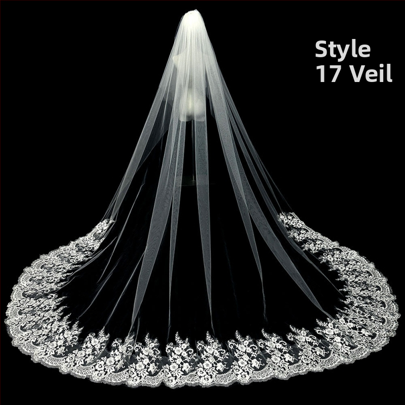 Līgavas kāzu galvenā kāzu kleita Plīvurs Super Immortal Mori korejiešu stila garās astes mežģīņu plīvura aksesuāri