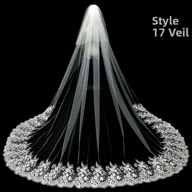 Līgavas kāzu galvenā kāzu kleita Plīvurs Super Immortal Mori korejiešu stila garās astes mežģīņu plīvura aksesuāri