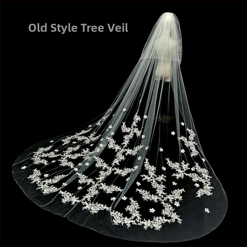 Līgavas kāzu galvenā kāzu kleita Plīvurs Super Immortal Mori korejiešu stila garās astes mežģīņu plīvura aksesuāri