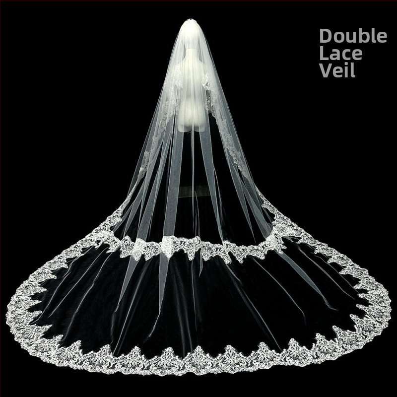 Līgavas kāzu galvenā kāzu kleita Plīvurs Super Immortal Mori korejiešu stila garās astes mežģīņu plīvura aksesuāri