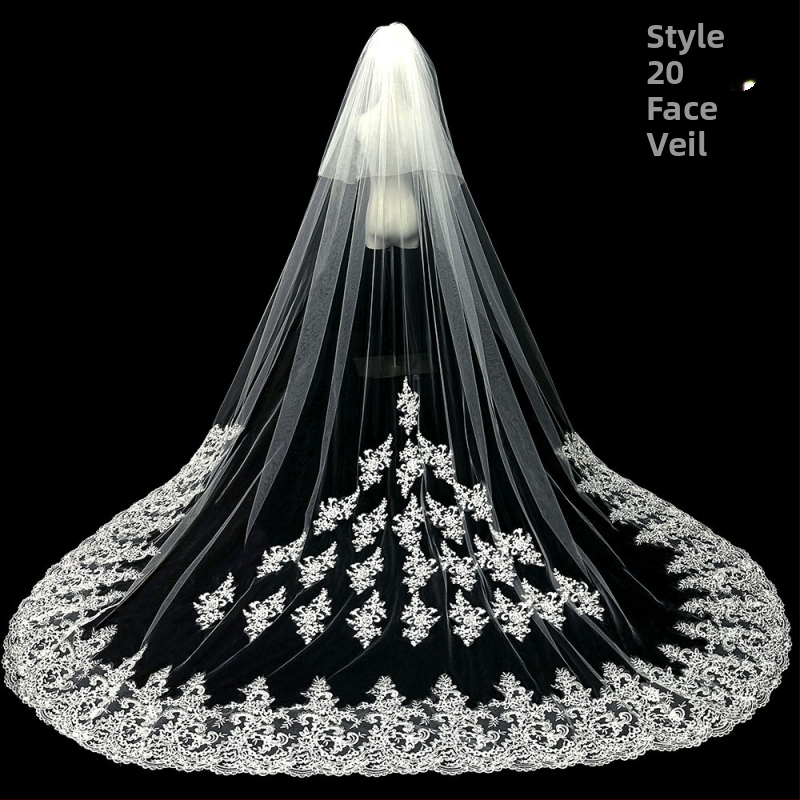 Līgavas kāzu galvenā kāzu kleita Plīvurs Super Immortal Mori korejiešu stila garās astes mežģīņu plīvura aksesuāri