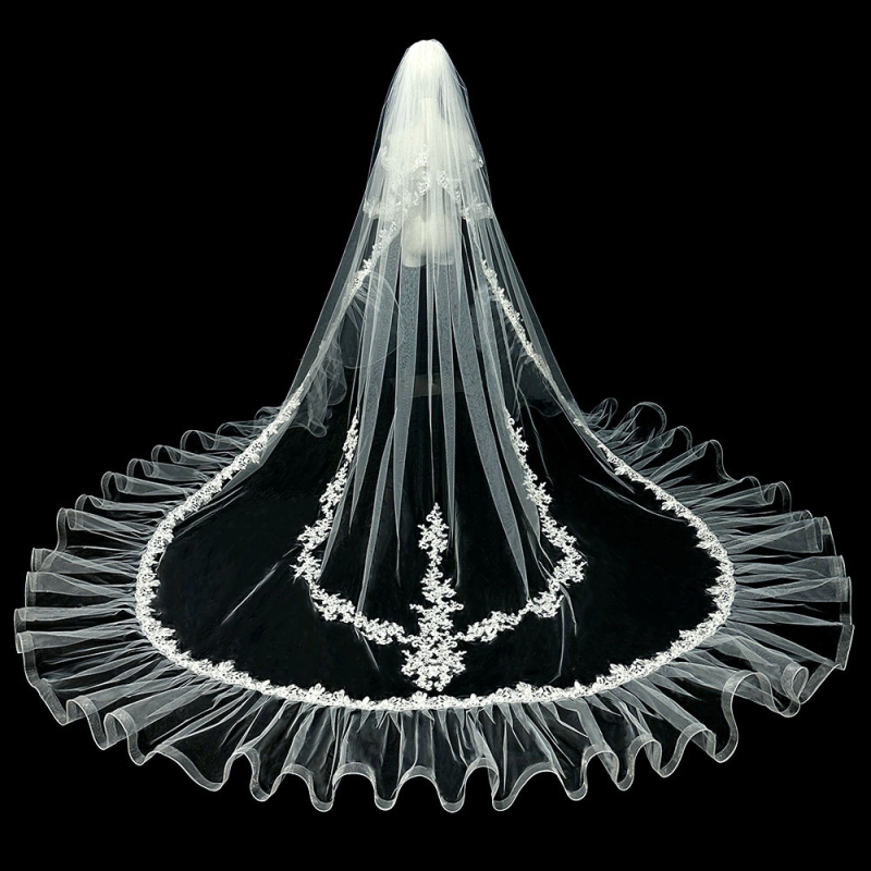 Līgavas kāzu galvenā kāzu kleita Plīvurs Super Immortal Mori korejiešu stila garās astes mežģīņu plīvura aksesuāri