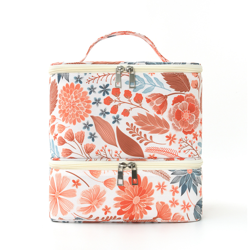 Pārrobežu sprādzienbīstama divslāņu uzglabāšana Augsta augstuma kosmētikas soma Lielas ietilpības pārnēsājama tualetes piederumu soma Kosmētikas soma Nagu lakas uzglabāšanas soma