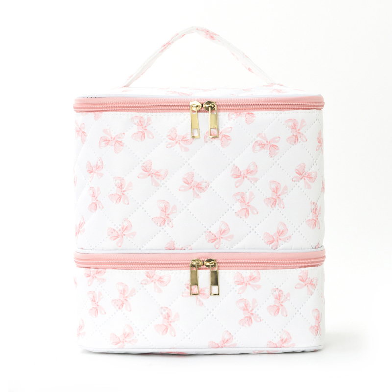 Pārrobežu sprādzienbīstama divslāņu uzglabāšana Augsta augstuma kosmētikas soma Lielas ietilpības pārnēsājama tualetes piederumu soma Kosmētikas soma Nagu lakas uzglabāšanas soma