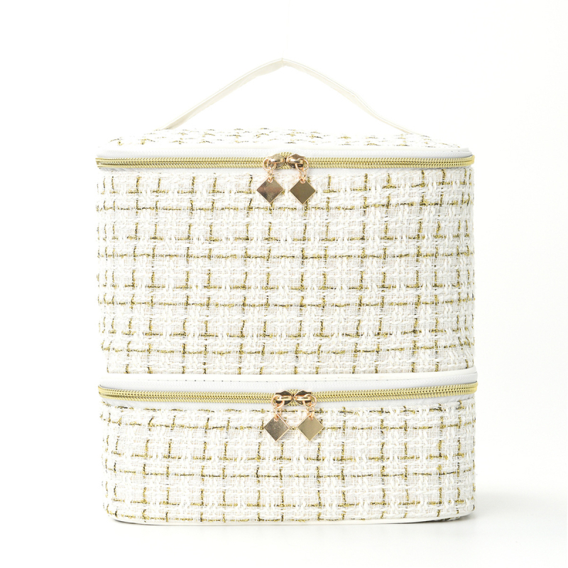 Pārrobežu sprādzienbīstama divslāņu uzglabāšana Augsta augstuma kosmētikas soma Lielas ietilpības pārnēsājama tualetes piederumu soma Kosmētikas soma Nagu lakas uzglabāšanas soma